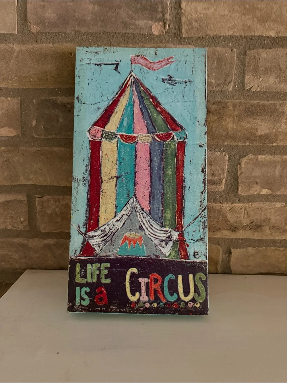 Life Is a Circus Colorful Tent Wall Art - Blue, Red, Pink, Yellow
